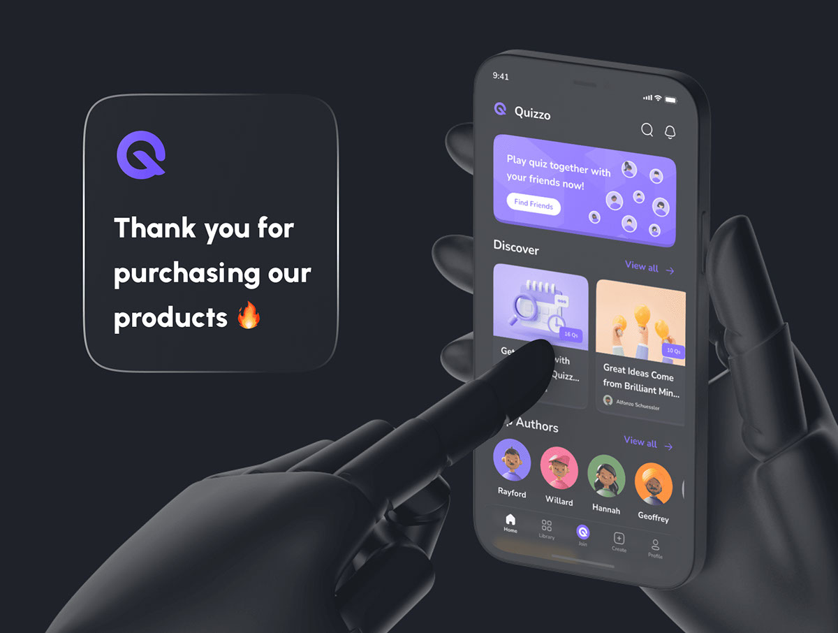 Quizzo - Quiz App UI Kit rendition image