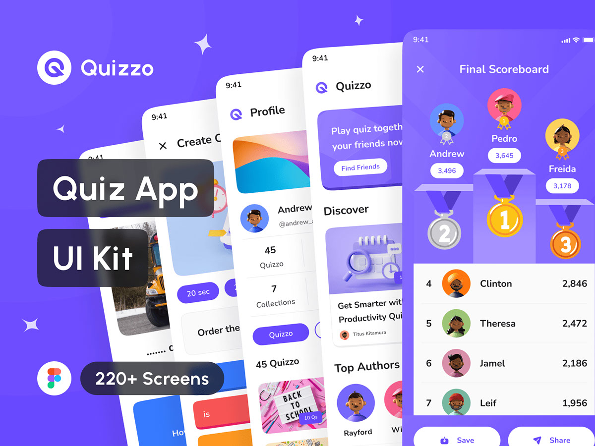 Quizzo - Quiz App UI Kit rendition image