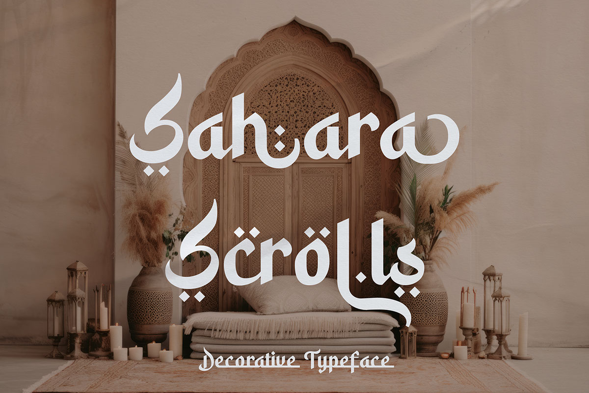 Sahara Scrolls Typeface rendition image