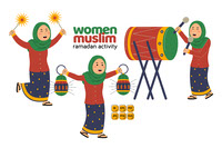 Women Muslim Ramadan Activity Vector Pack