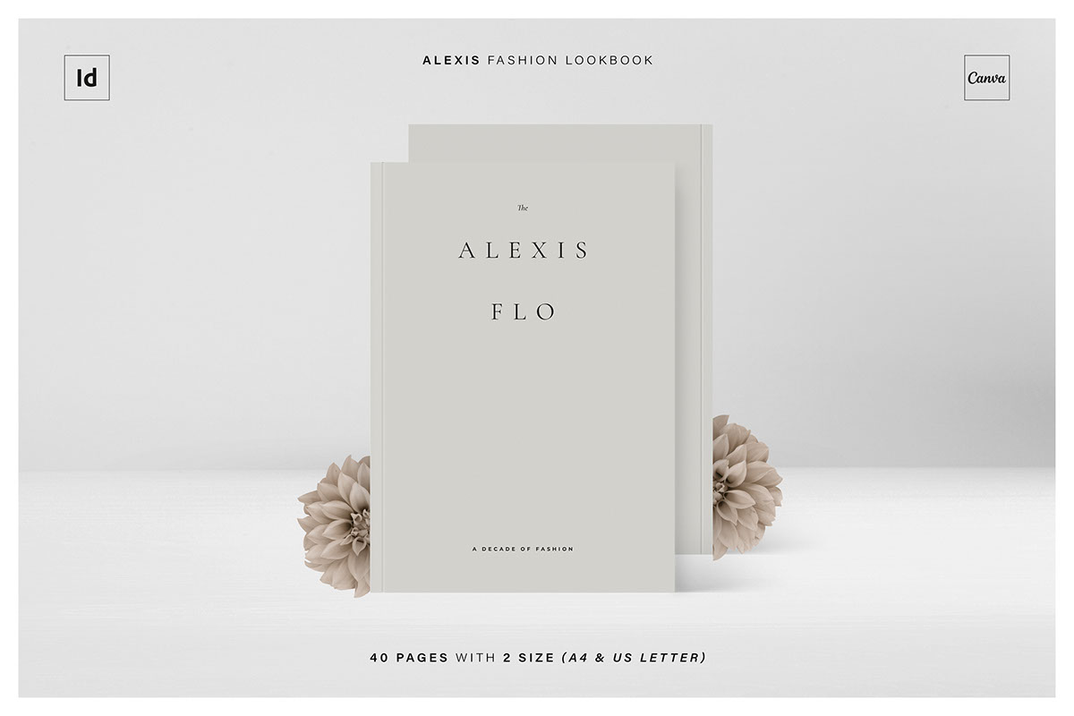 ALEXIS Fashion Lookbook InDesign Canva Template rendition image