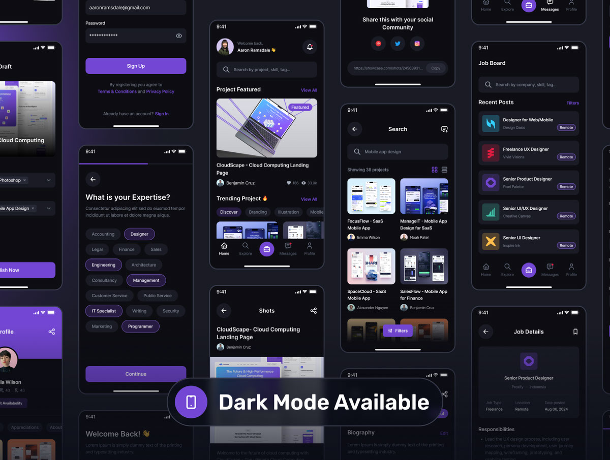 Creative Portfolio Mobile App UI Kit on Behance :: Behance