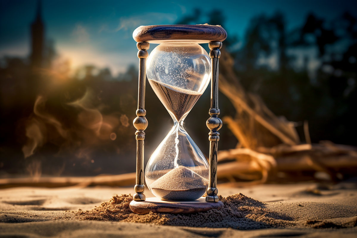 A Hourglass Running out of Time Sunset Photography rendition image