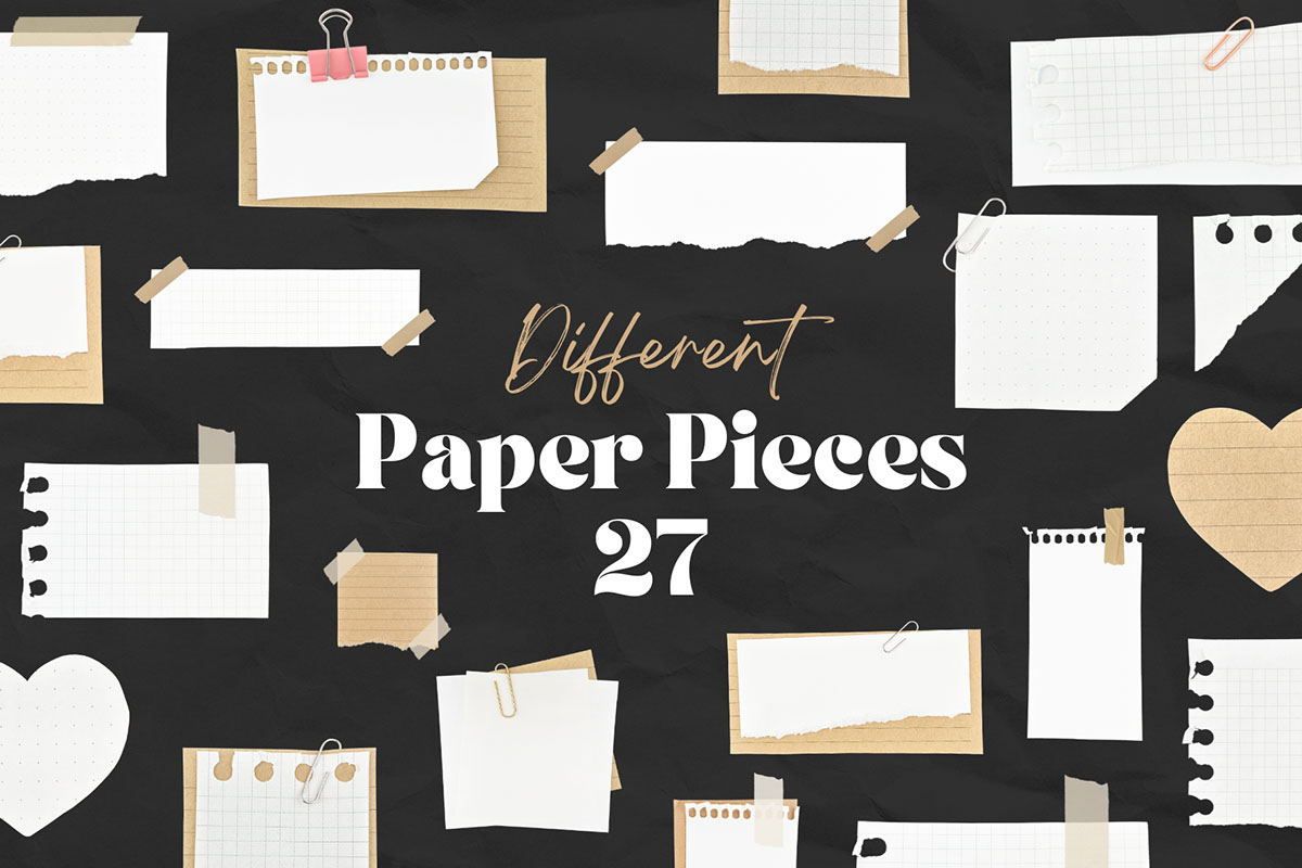 27 Different Ragged Paper Pieces rendition image