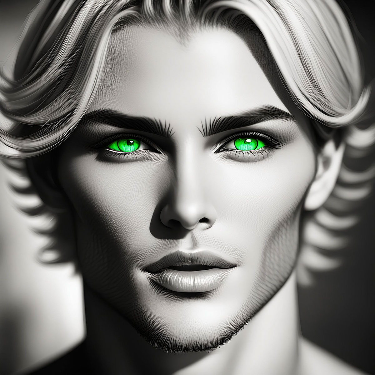 Young man face rendition image