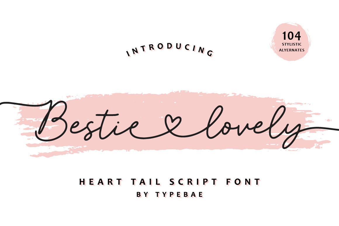Bestie Lovely - Tailed Script Font rendition image