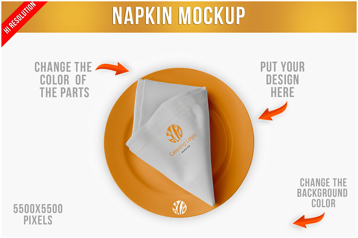 A Napkin on a Restaurant Plate Mockup rendition image