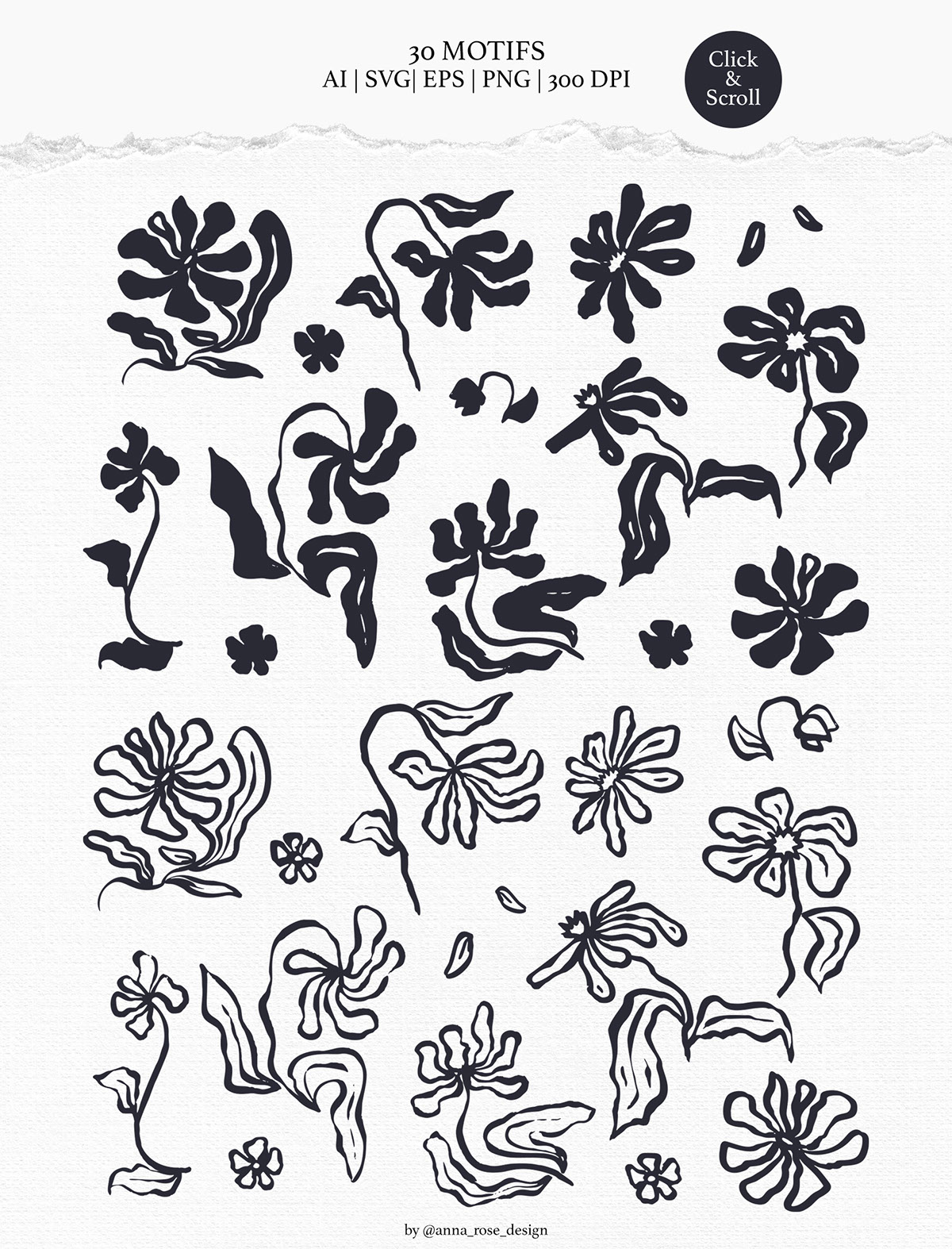Minimalist Ink Brush Floral Patterns rendition image