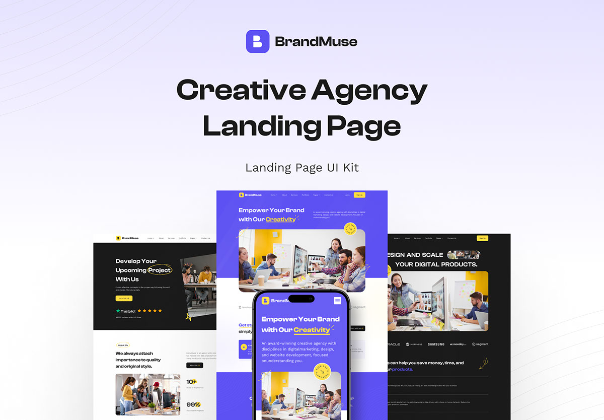 Creative Agency Landing Page UI Design rendition image