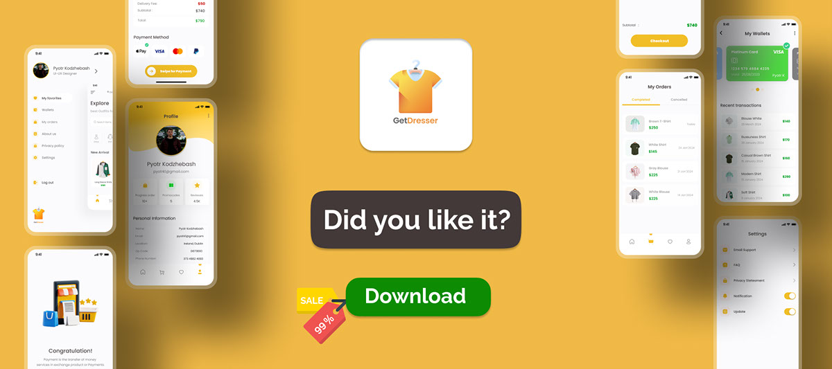 E-Commerce Shop Mobile App UI Kit - Figma UI Kit - GetDresser rendition image
