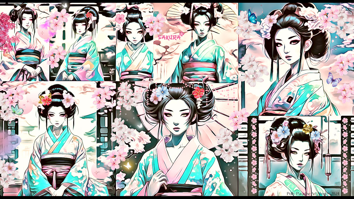 Sakura Geisha Pastel rendition image