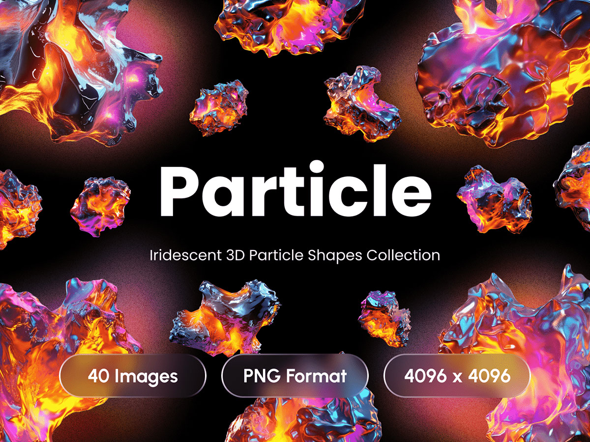 Particle - Holographic Iridescent 3D Particles Abstract Shapes Collection rendition image