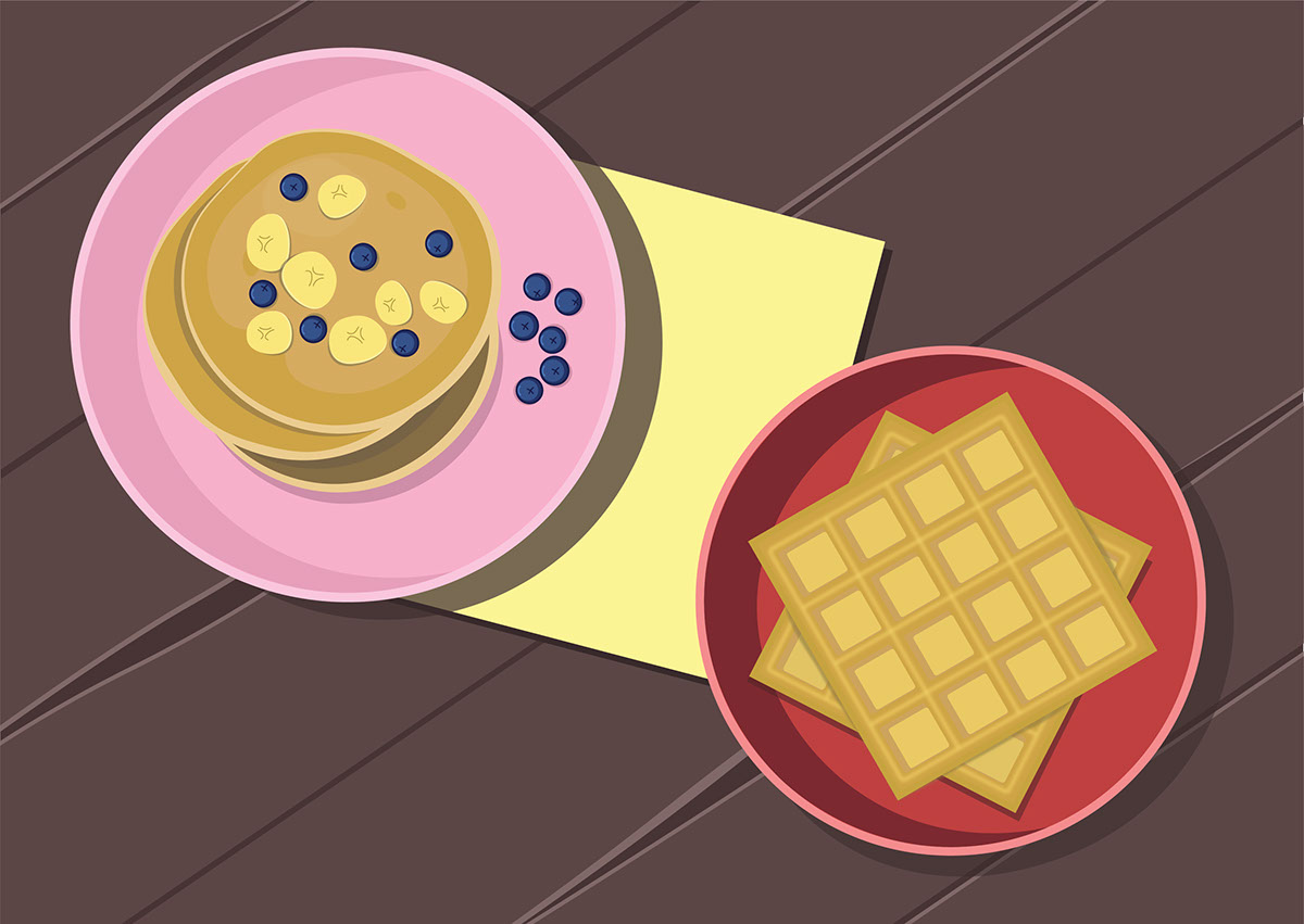 waffles and pancakes illustration rendition image