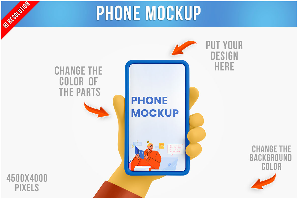 Hand Illustrated Cell Phone Mockup rendition image