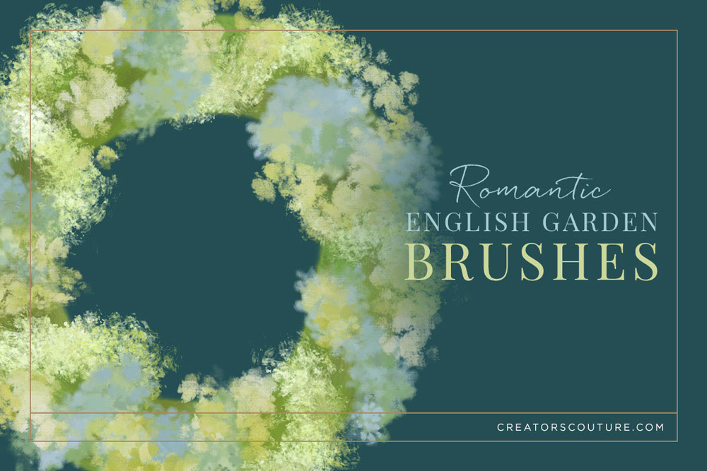 Romantic English Garden Floral Multicolor Brushes rendition image
