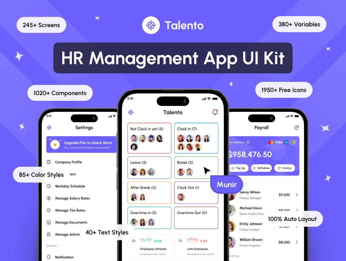 Talento - HR Management App UI Kit rendition image