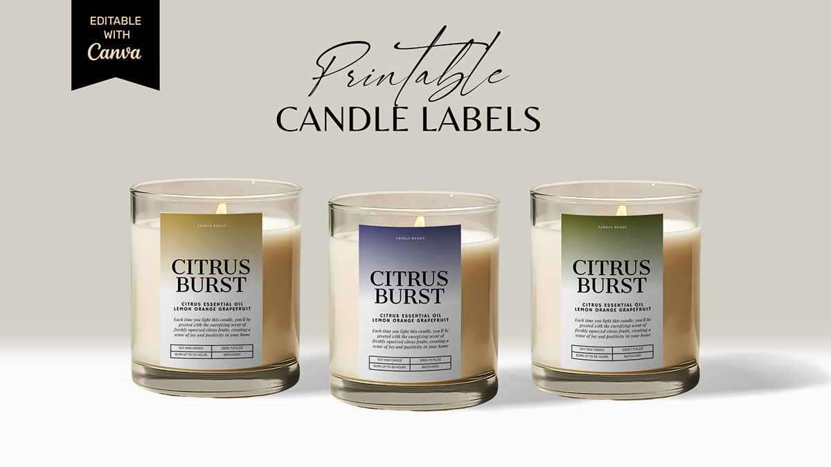 Candle label Canva template rendition image