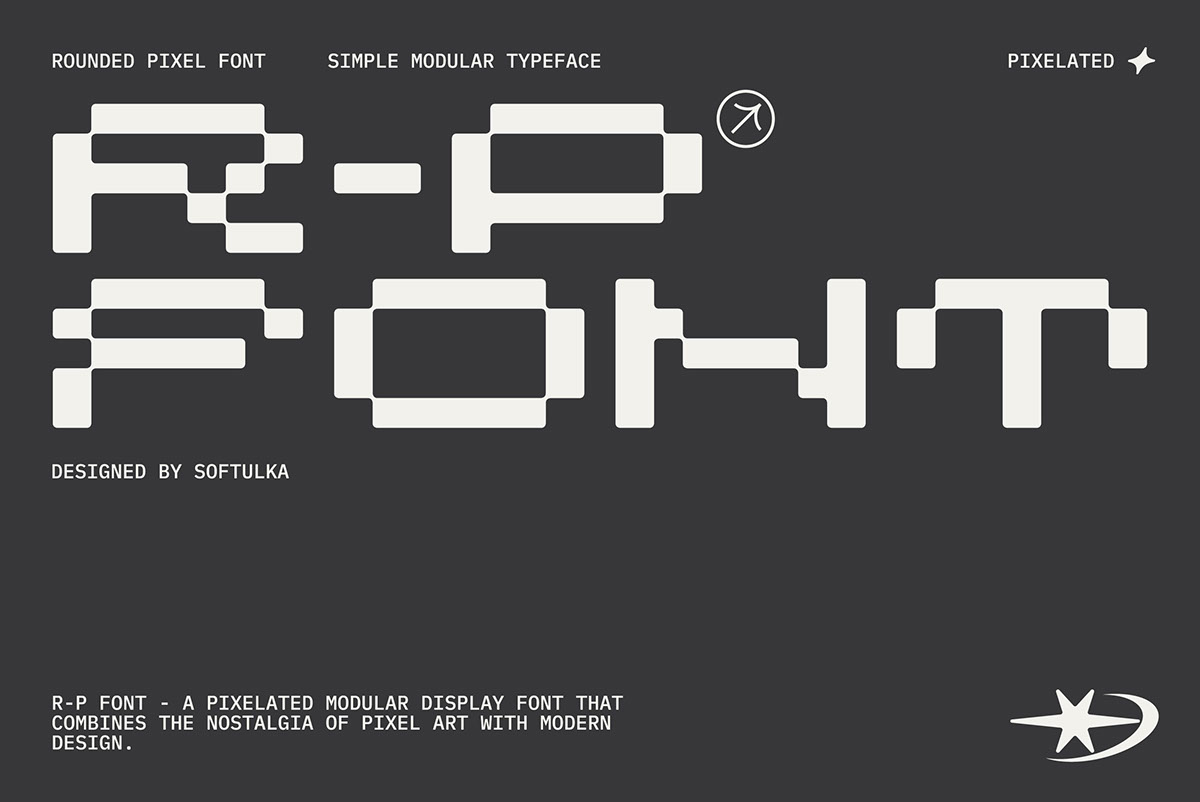 R-P Font - a Pixelated Modular Font rendition image