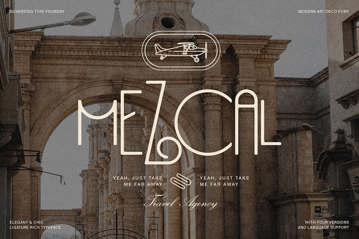 Costa de Malaga - Modern Art Deco Font rendition image
