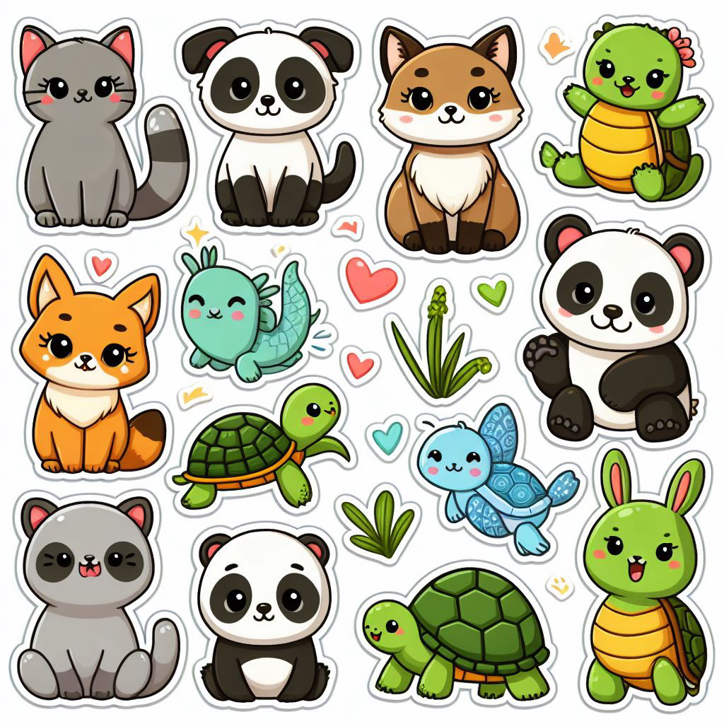 Funny animals stickers rendition image