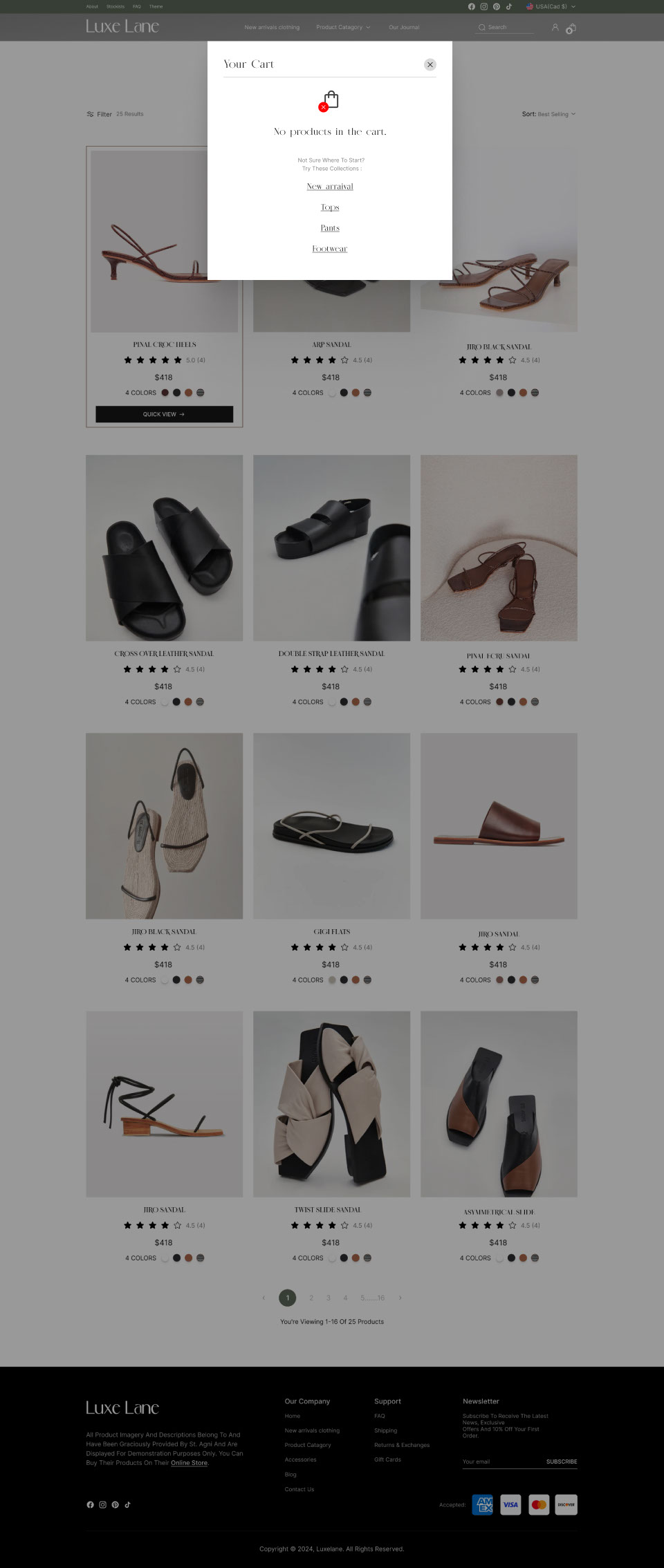 Clothing E-Commerce Landing Page Website UI Design rendition image