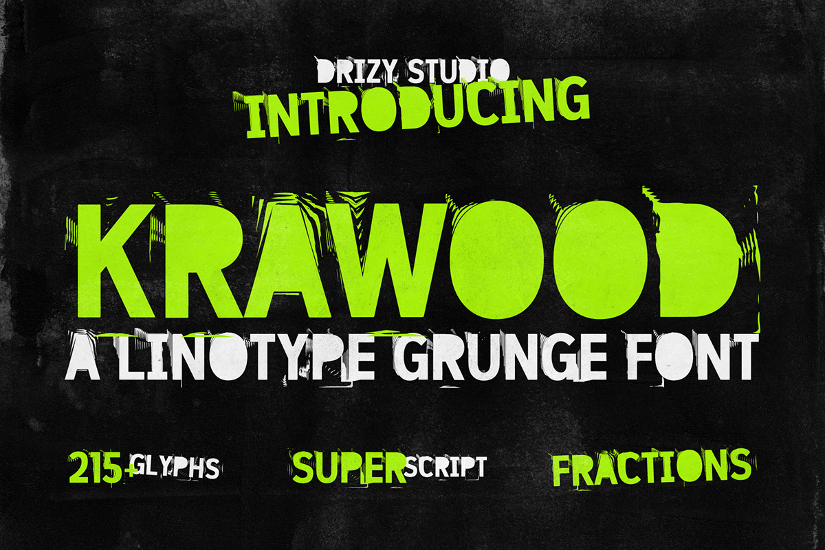 Krawood - Linotype Grunge Font rendition image