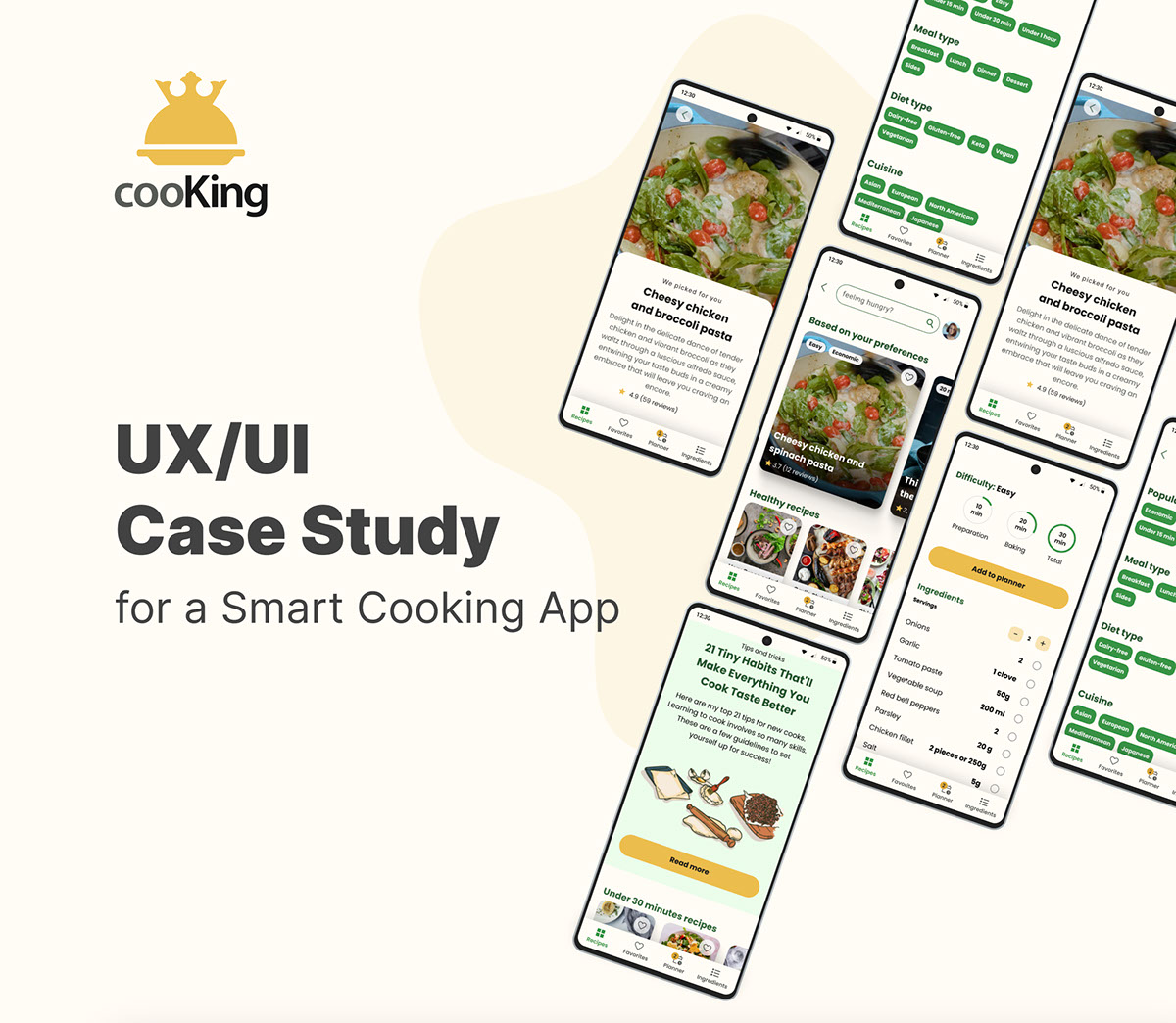 Mobile cooking app Case Study rendition image