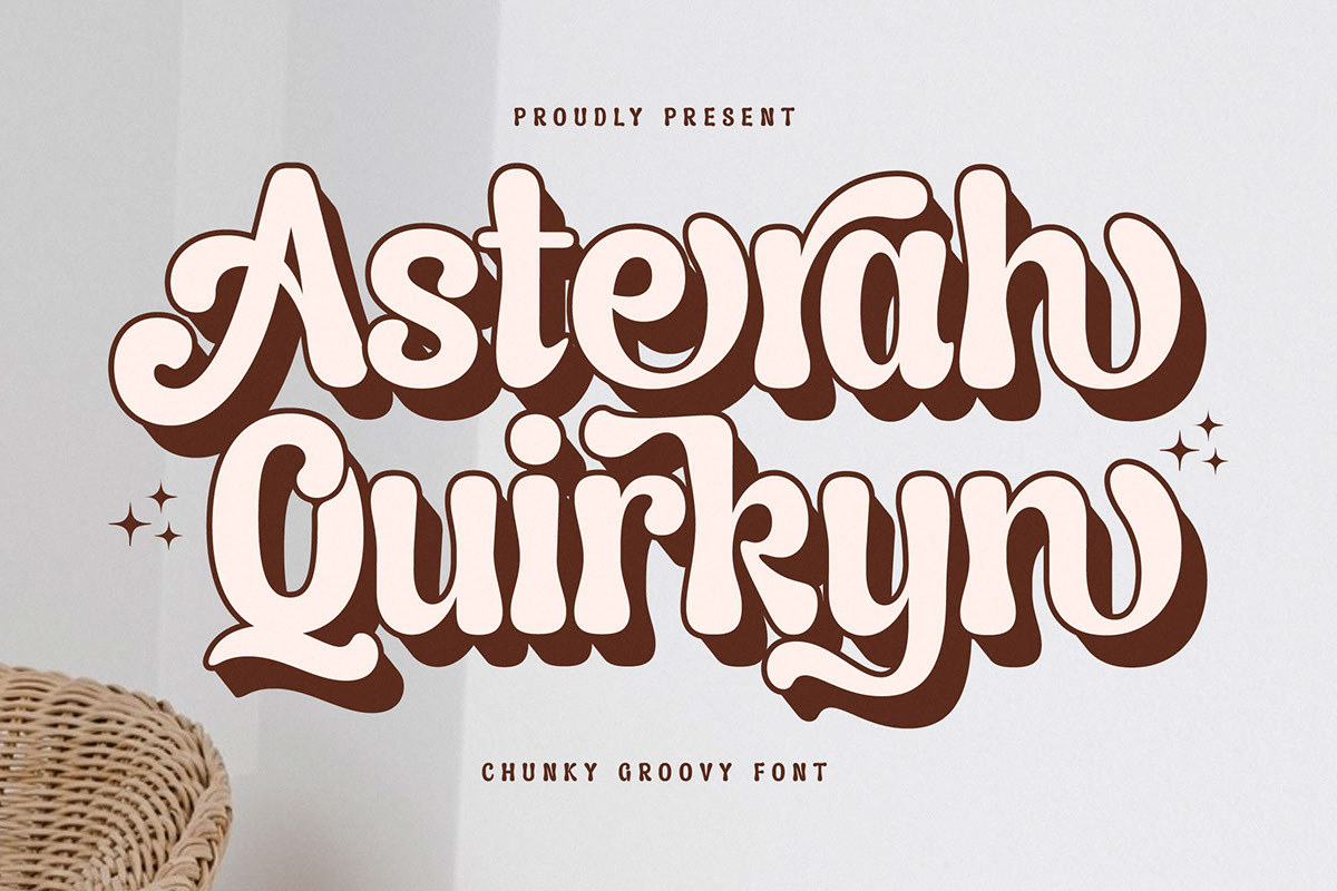 Asterah Quirkyn - Chunky Groovy Font rendition image