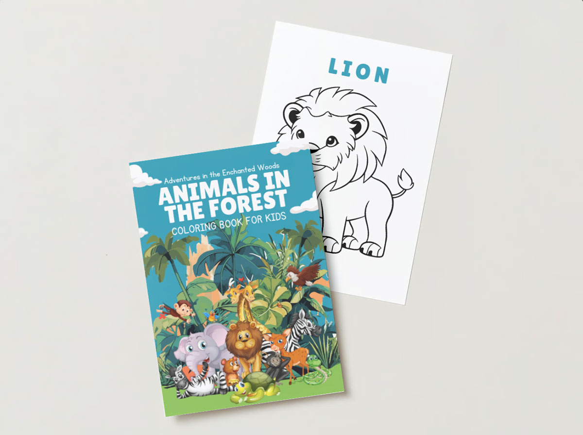 Animals in the Forest Coloring Book for Kids rendition image