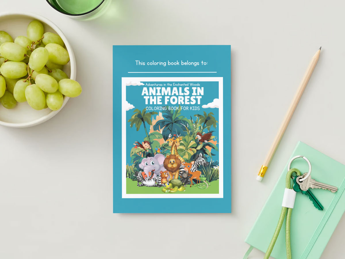 Animals in the Forest Coloring Book for Kids rendition image