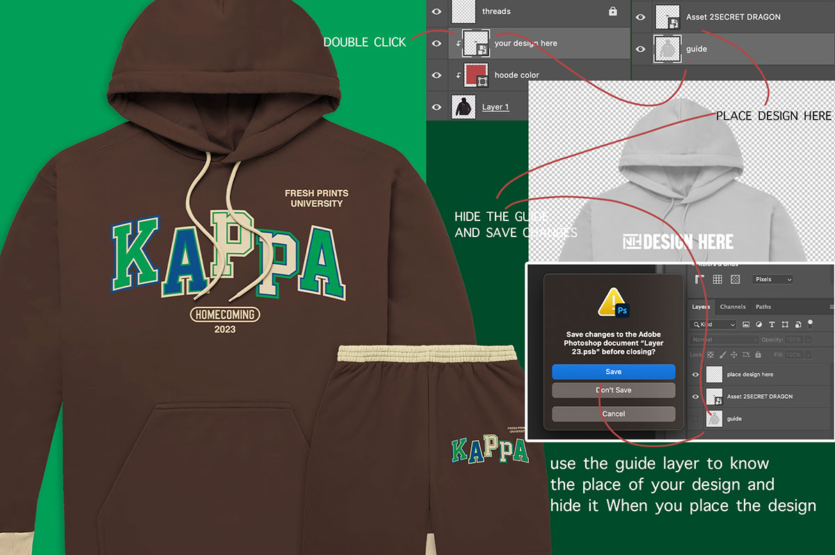 customizable Hoodie and shorts Mockup PSD template rendition image