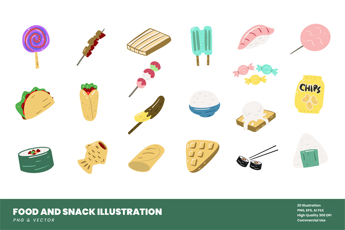 20 Food and Snack Illustration rendition image