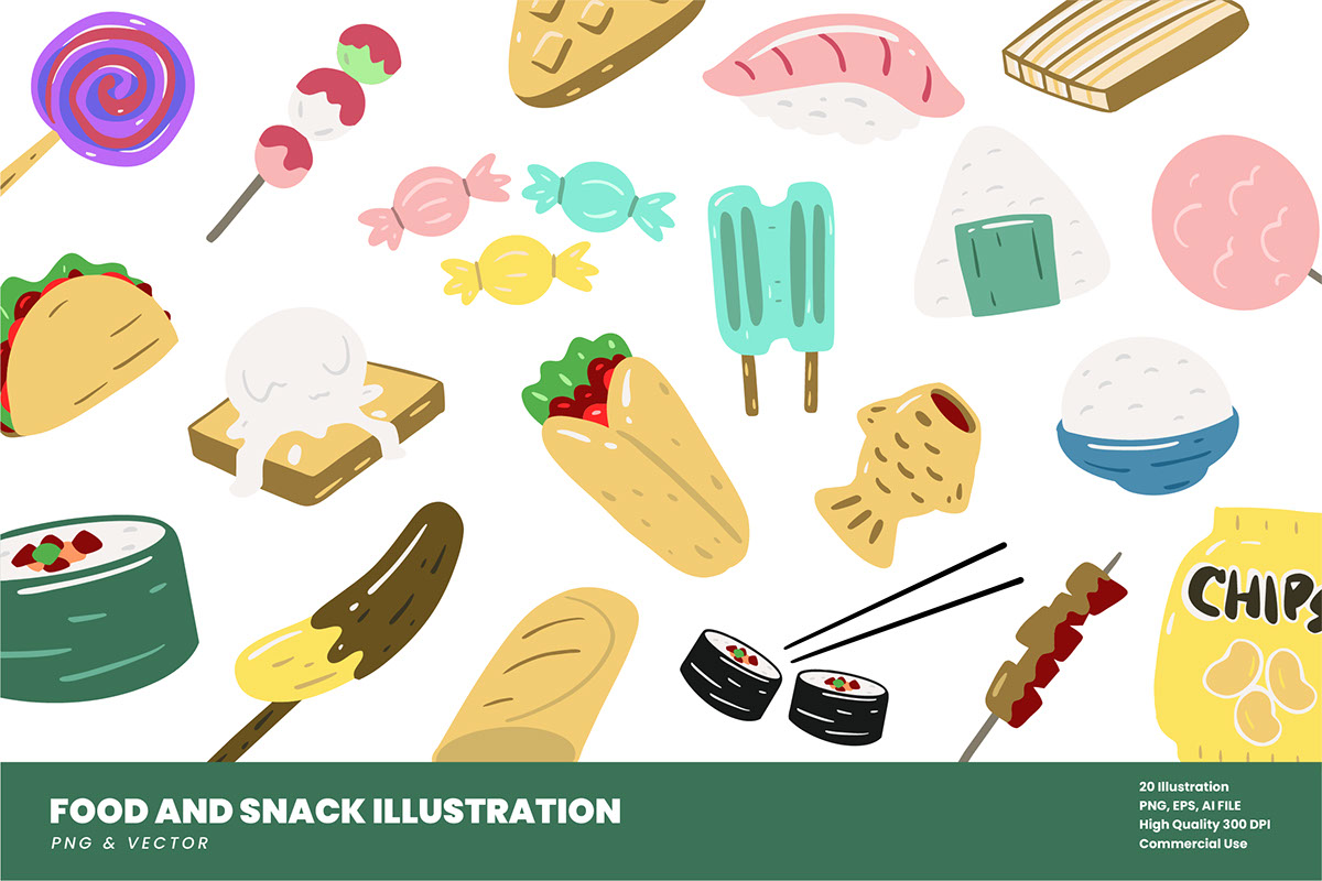 20 Food and Snack Illustration rendition image