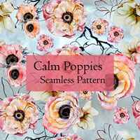 Calm Poppies seamless pattern 12x12 JPEG