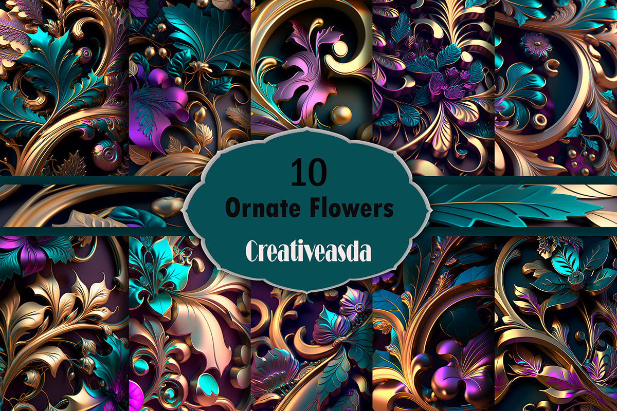 Ornate Flowers Decoration Paper Art illustrations rendition image