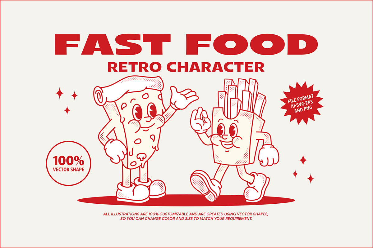 Fast Food Retro Character rendition image