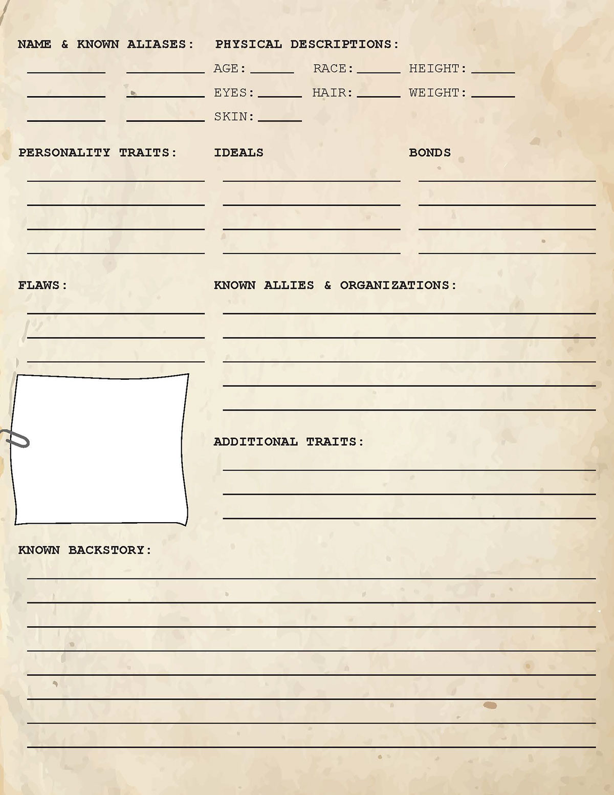 Dossier Character Sheet_asset on Behance Behance