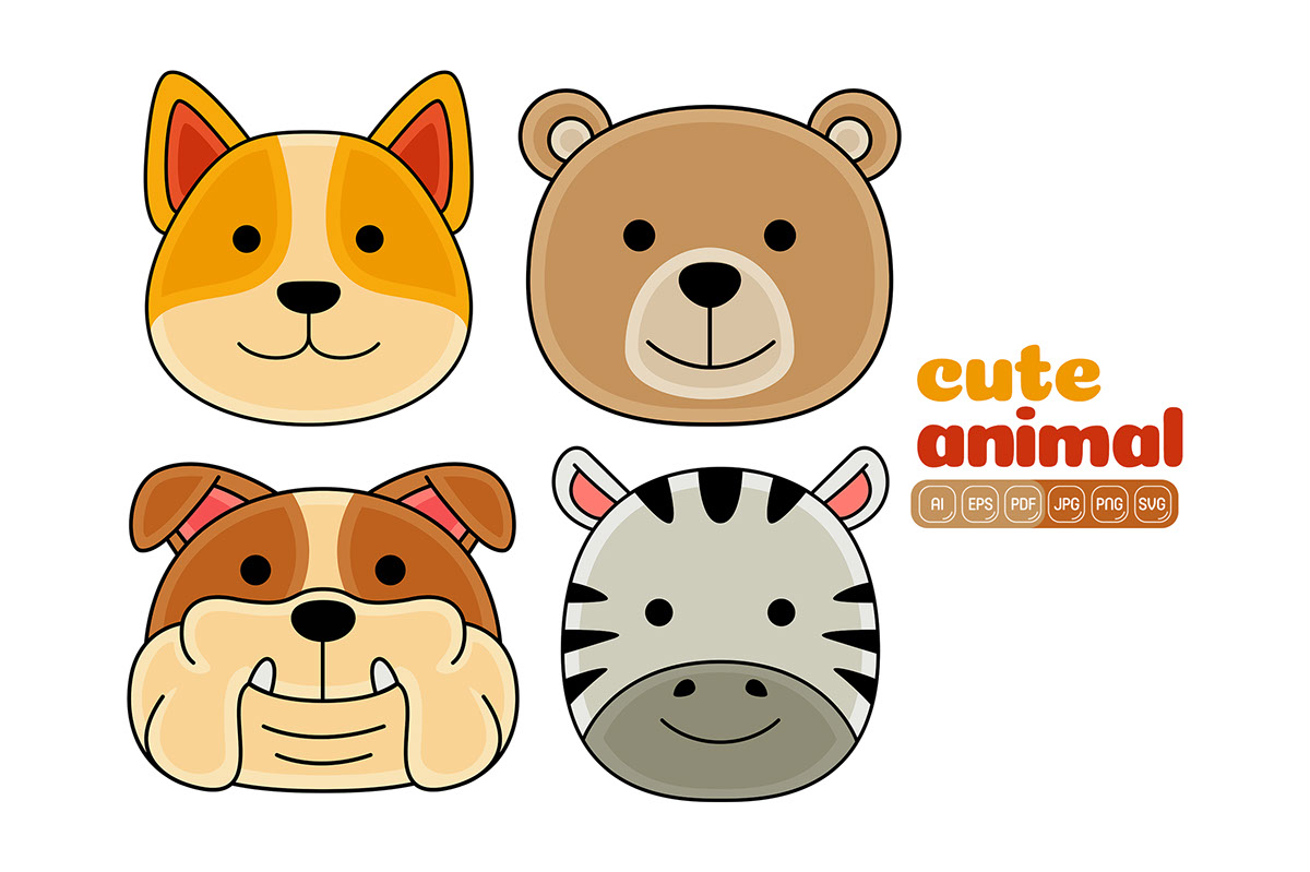 Animal Face Element Vector Pack rendition image