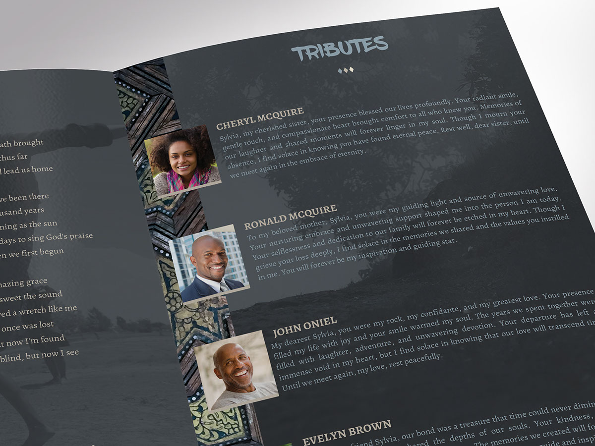 African Funeral Program Template rendition image