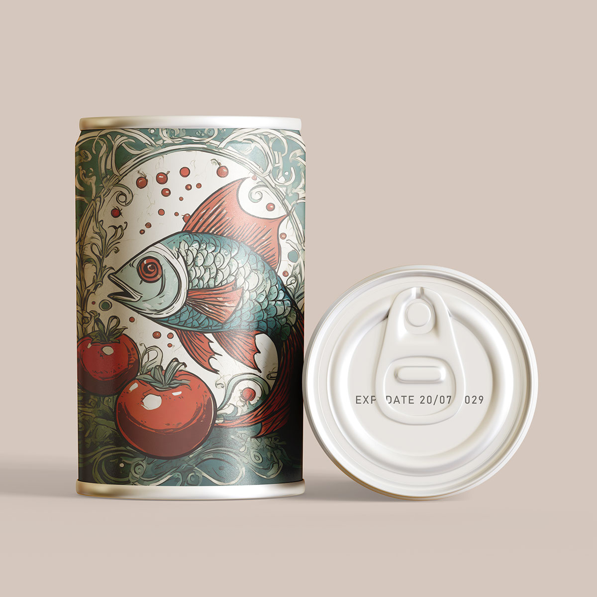 Tin Can Packaging food mockup psd editable rendition image
