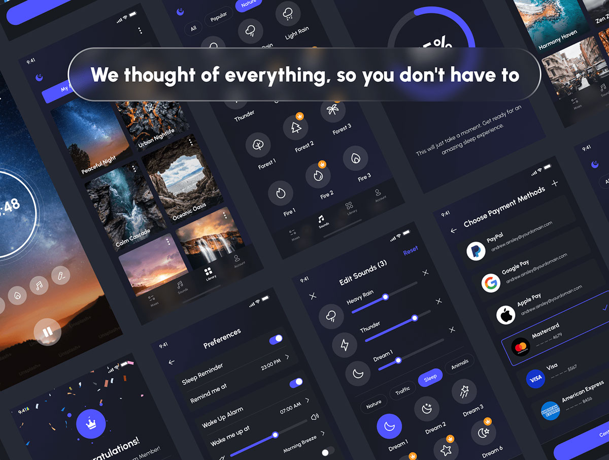 Dreamify - Sleep Sounds App UI Kit rendition image