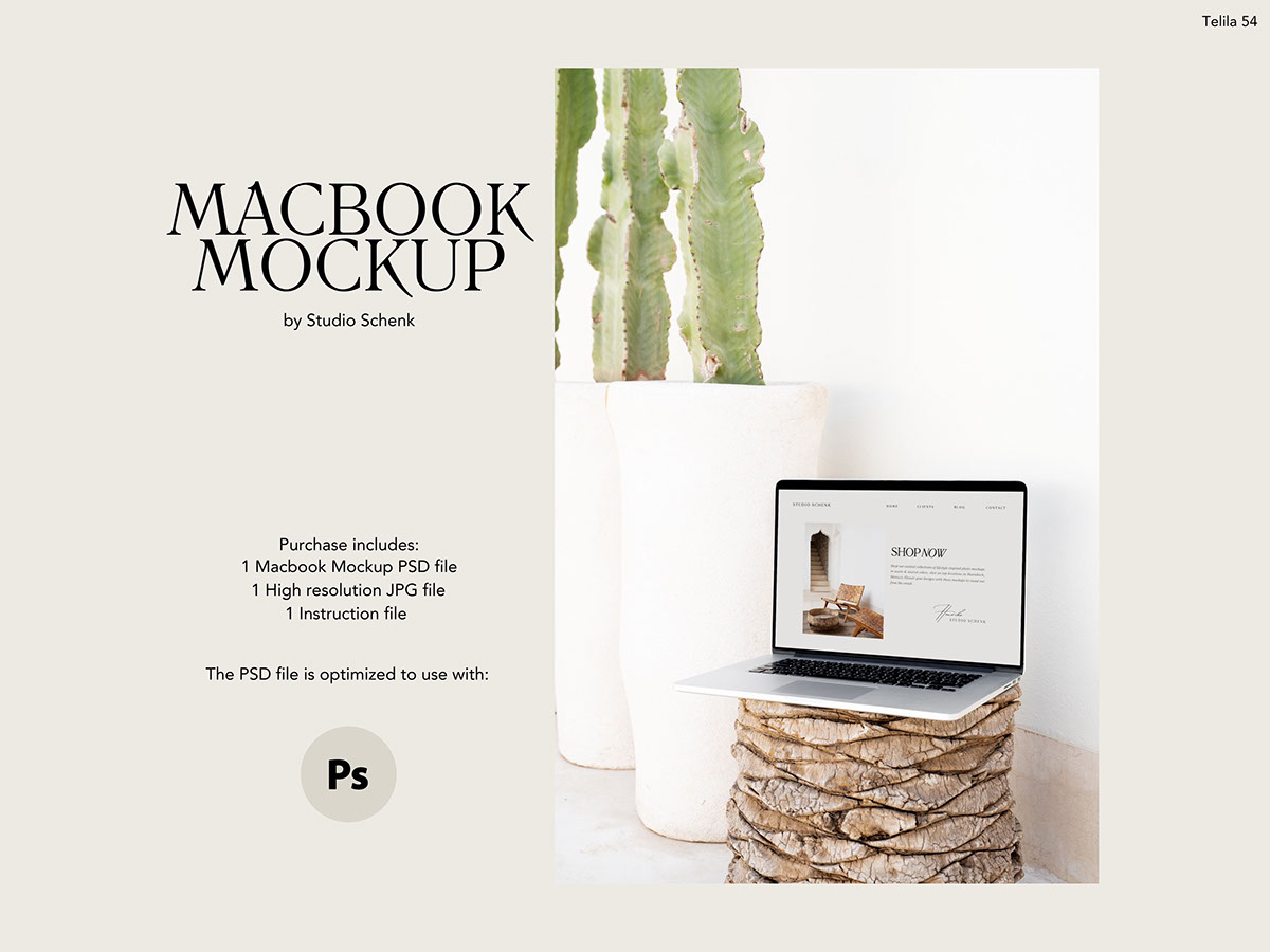 Macbook Mockup - Telila 54 - by Studio Schenk rendition image