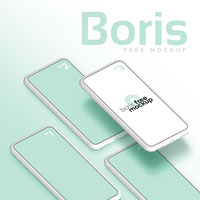 White iPhone Mockups Flatlay by Boris Free Mockup