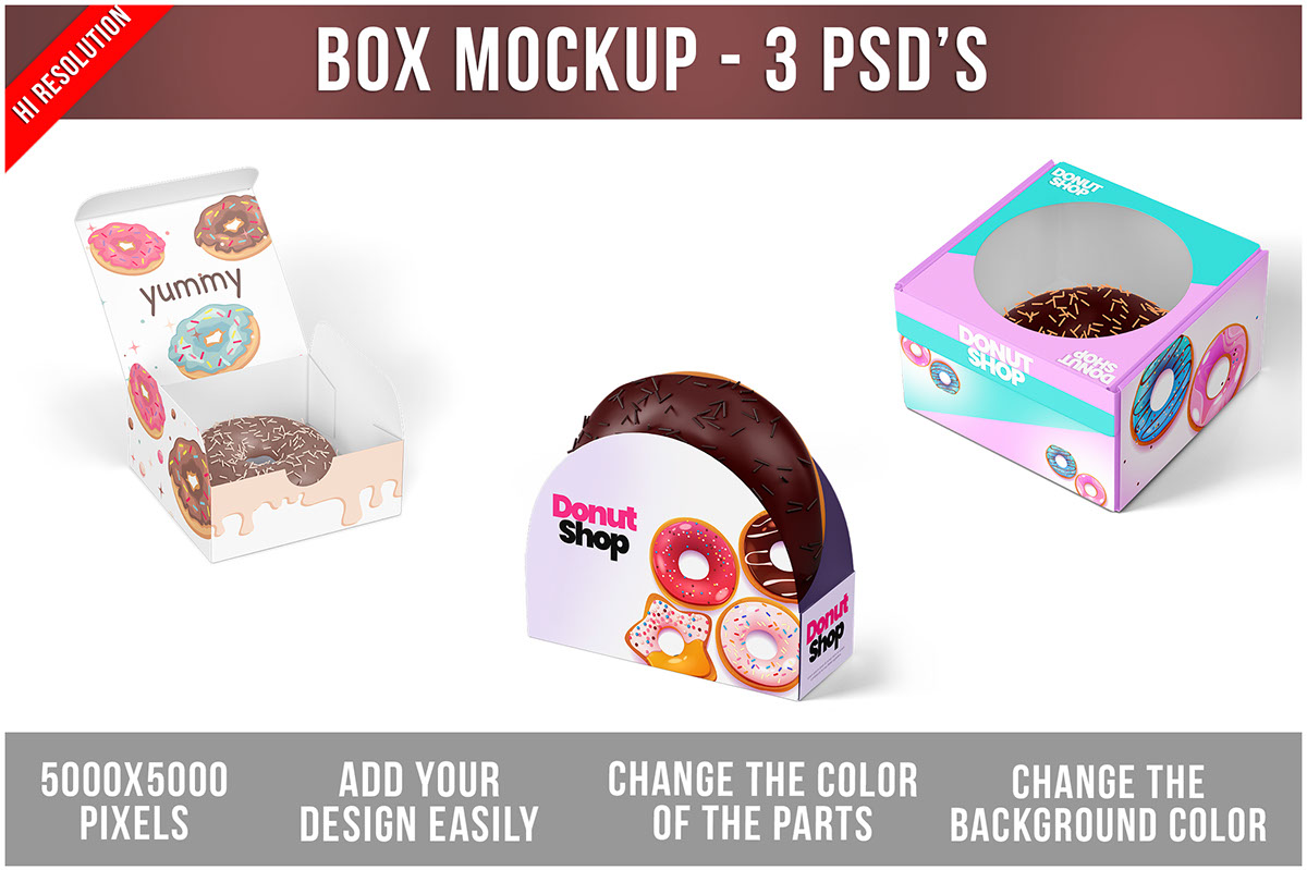 Box With Donut Mockup rendition image