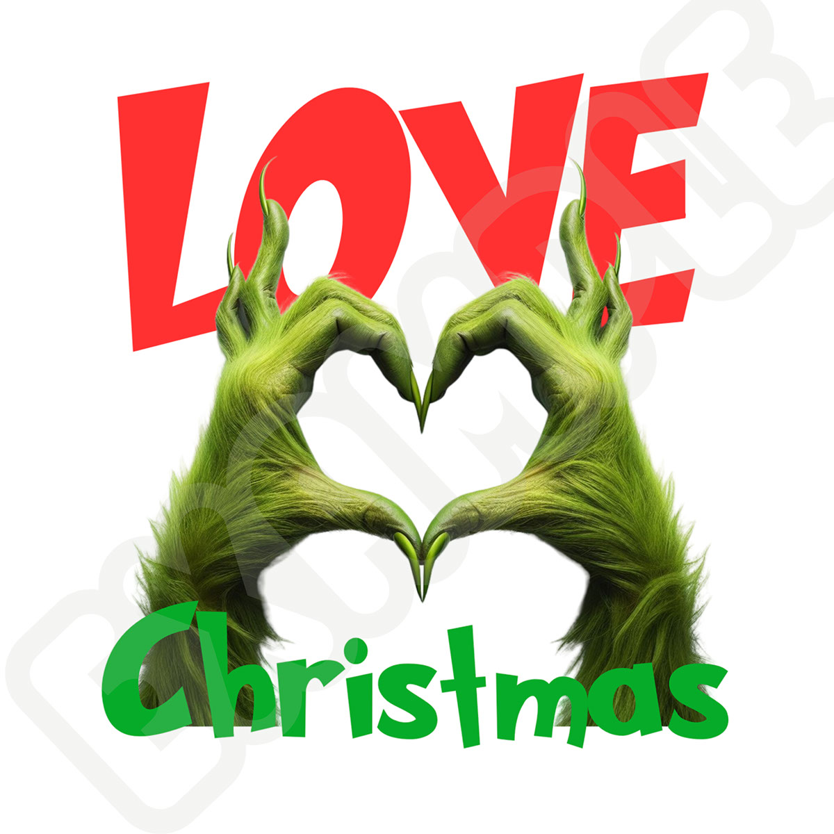 Love Christmas - Grinch hands forming a Heart rendition image