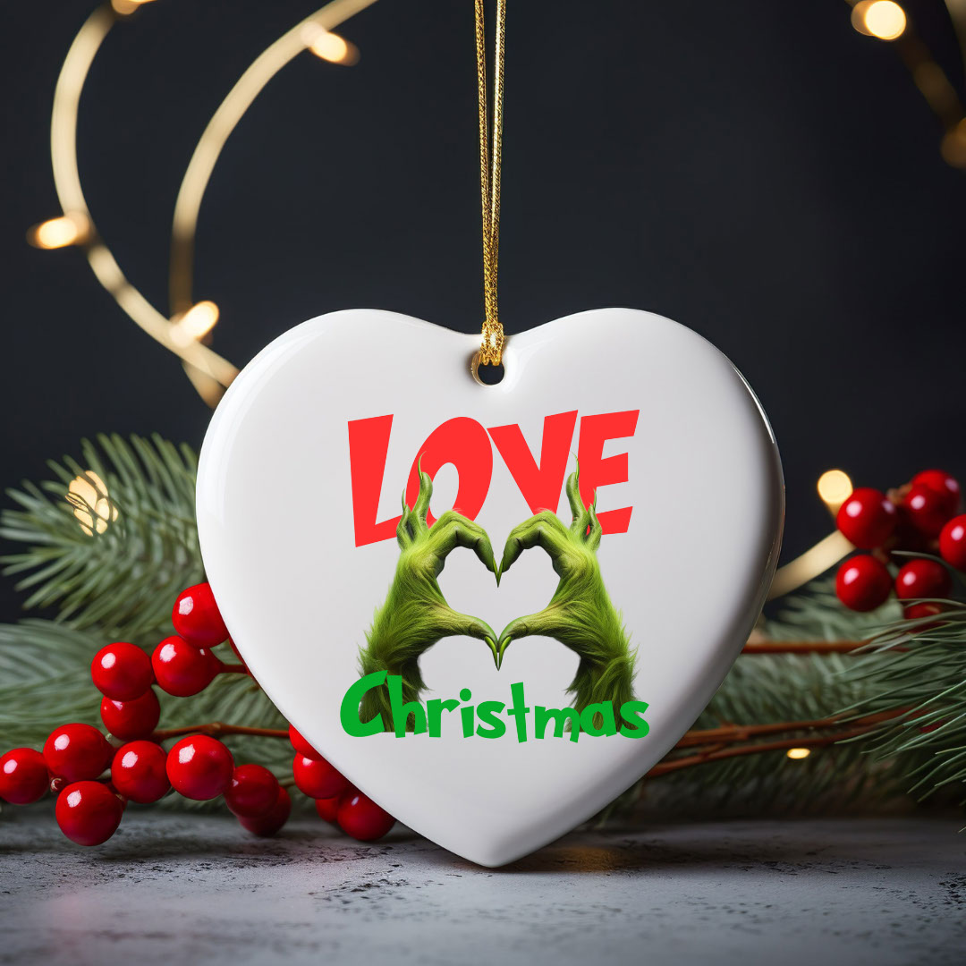 Love Christmas - Grinch hands forming a Heart rendition image