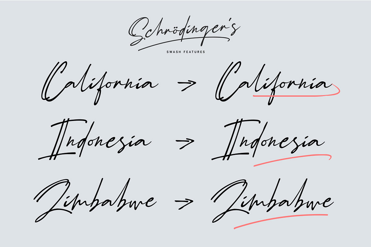 Schrodingers Signature Font rendition image