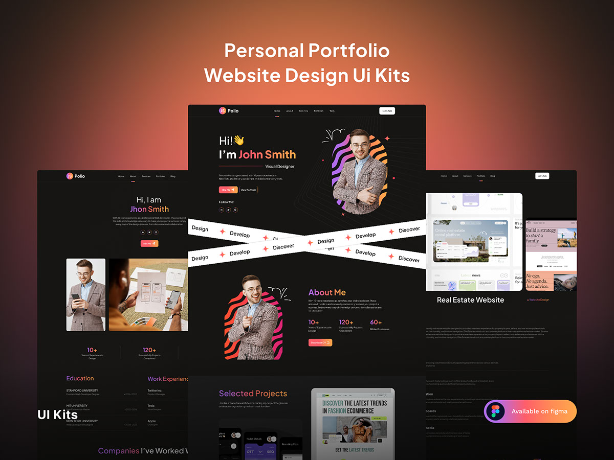 Personal Portfolio Landing Page Ui Design rendition image