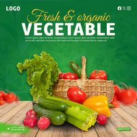 Fresh healthy food and vegetable social media post template
