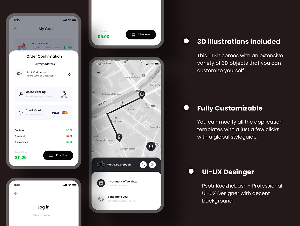 Insomner - Coffee Shop Mobile App UI Kit - Figma UI Kit rendition image